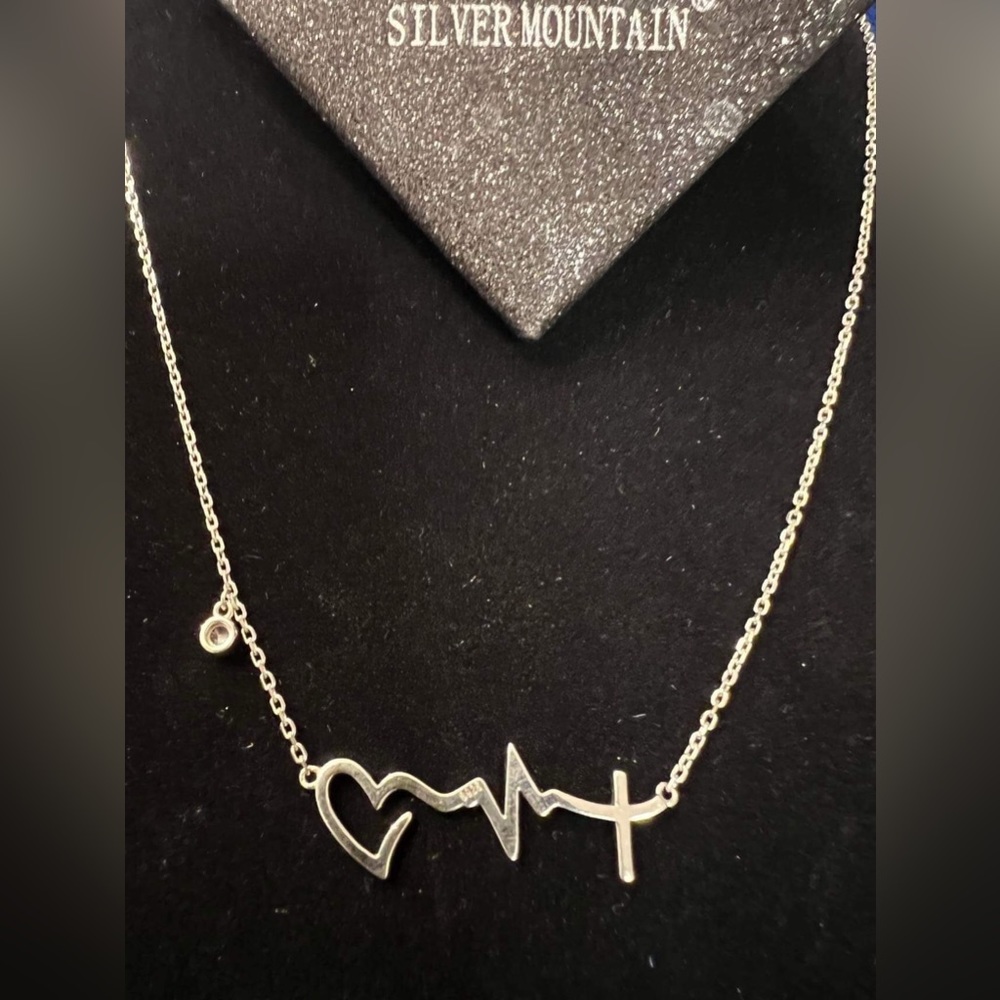 Sterling Silver heartbeat necklace, heartbeat necklace, EKG necklace, ECG